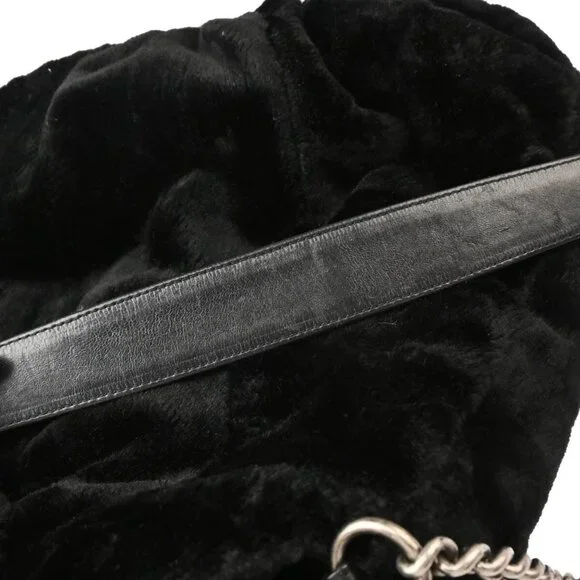 Chanel Black Fur 2way Handbag 124466